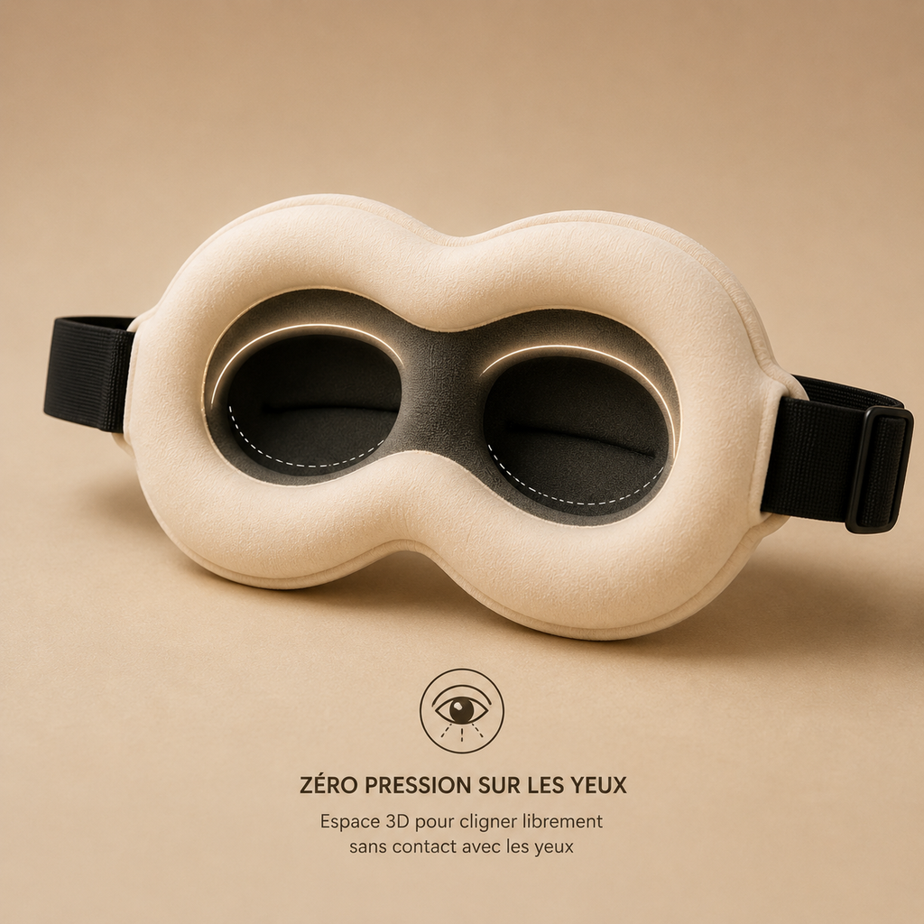 Masque de Sommeil 3D Somnia™ – Obscurité Totale & Zéro Pression