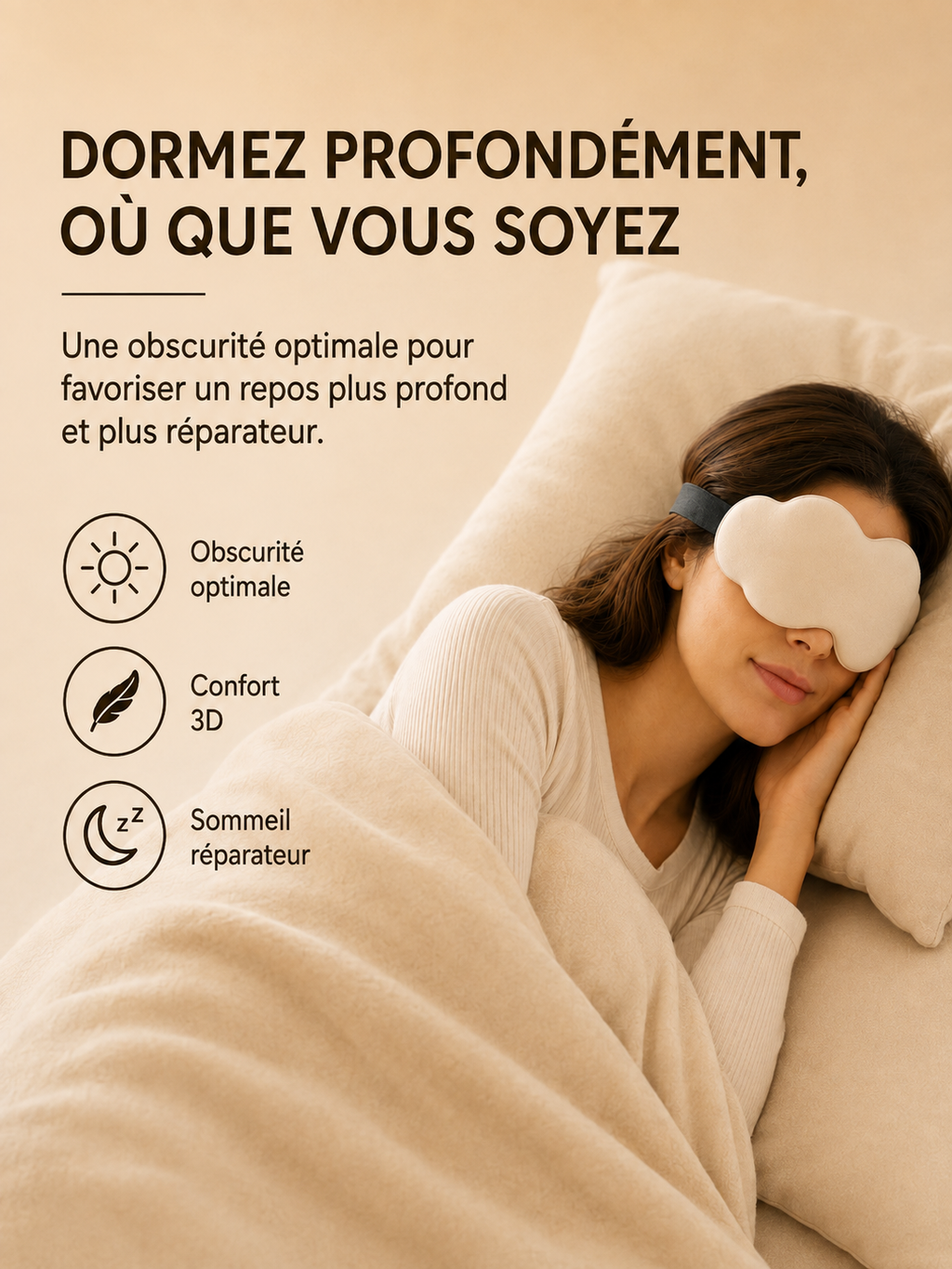 Masque de Sommeil 3D Somnia™ – Obscurité Totale & Zéro Pression